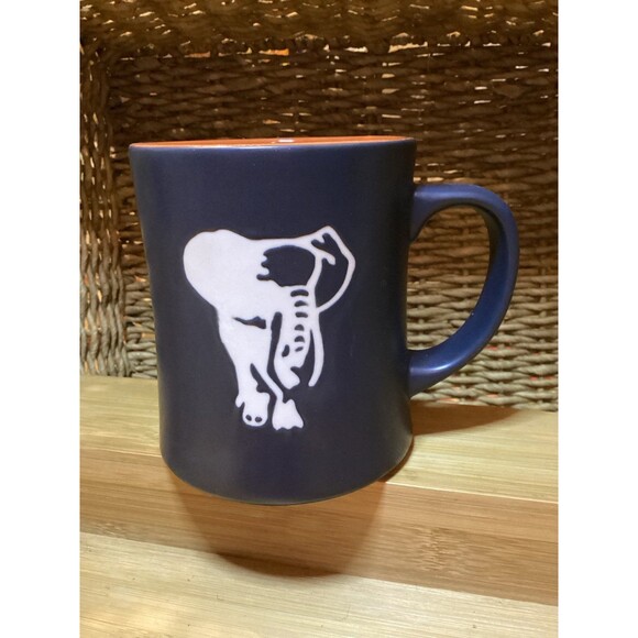 Starbucks Elephant Embossed 2011 Black & White Coffee Mug Orange Inside - Picture 1 of 6